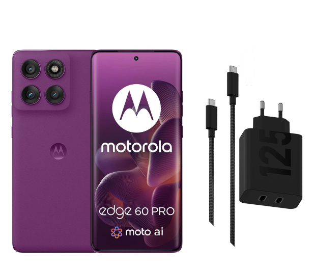 Motorola edge 60 pro 5G 12/512GB Sparkling Grape + Ładowarka 125W - 1373045 - zdjęcie